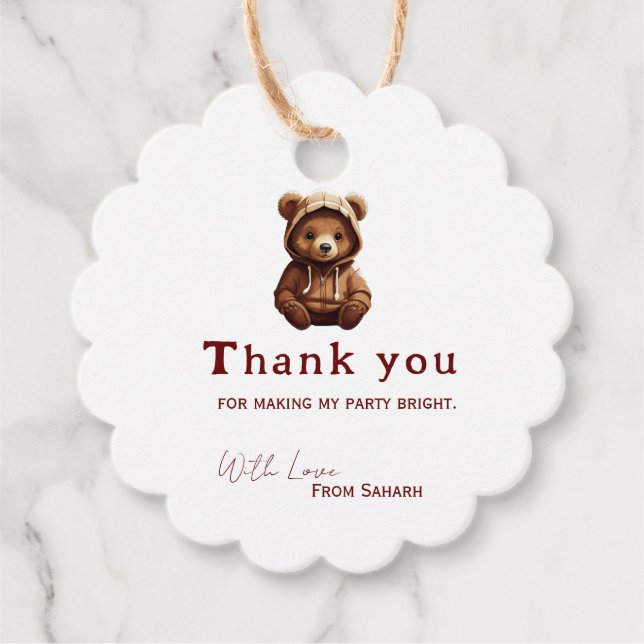 Étiquettes Cadeau Photo minime mignonne Ours-y bébé personnalisé (Devant)