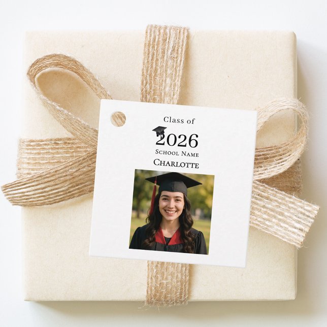 Étiquettes Cadeau Photo modern Graduation Party DIY (Créateur téléchargé)