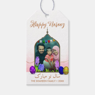 Étiquettes-cadeau Photo Pastel Joyeux Norooz Fleur rose Oeuf coloré