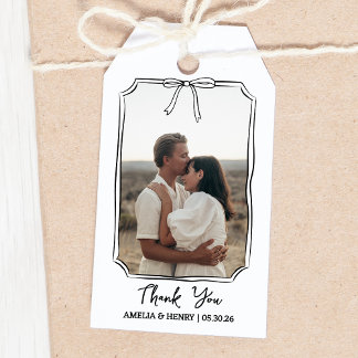 Étiquettes-cadeau Photo personnalisée dans le Mariage Merci de cadre