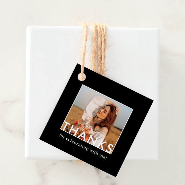 Étiquettes Cadeau Photo personnalisée simple classique (Créateur téléchargé)