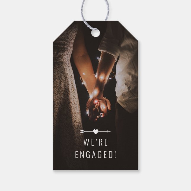 Étiquettes-cadeau Photo sombre | FAIRE-PART FIANÇAILLES | Balise | B (Devant)