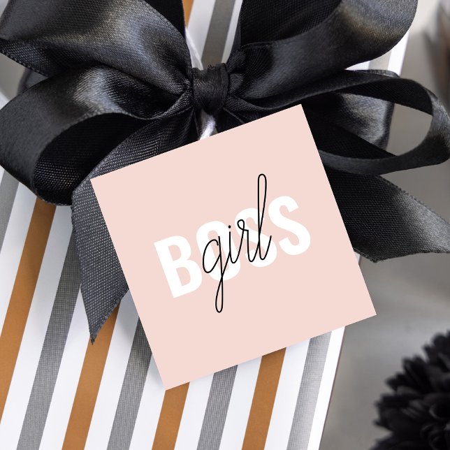 Étiquettes Cadeau Phrase moderne Pastel Rose fille Boss Phrase (Créateur téléchargé)