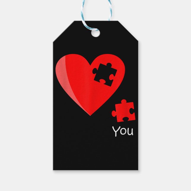 Étiquettes-cadeau Pièce manquante Puzzle Coeur Valetines Chemise Jou (Devant)