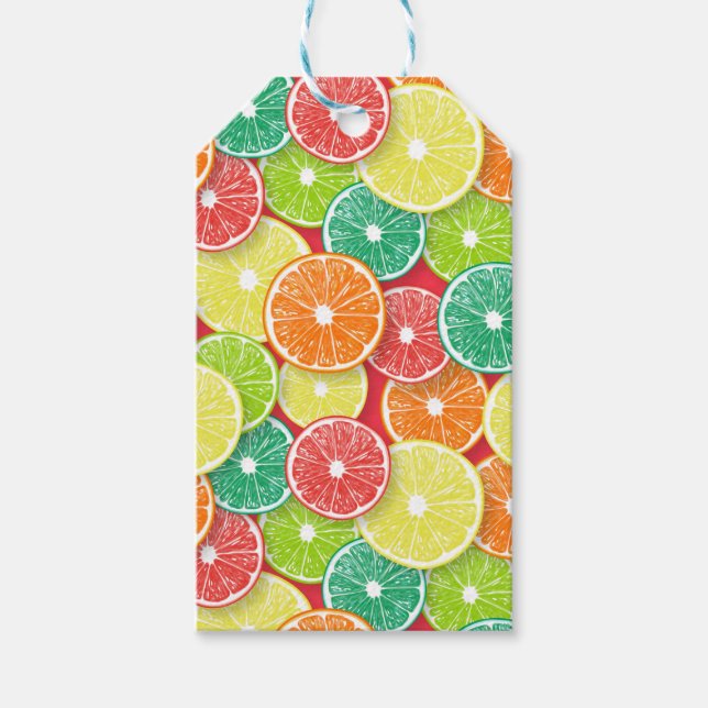 Étiquettes-cadeau Pièces de fruits d'agrumes pop art 2 (Devant)