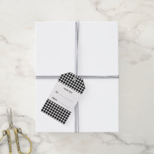 Étiquettes-cadeau Pied-de-poule noir et blanc votre monogramme