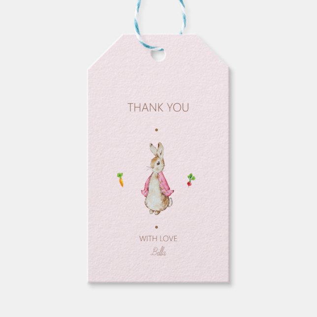 Étiquettes-cadeau Pierre rose simple, lapin (Devant)