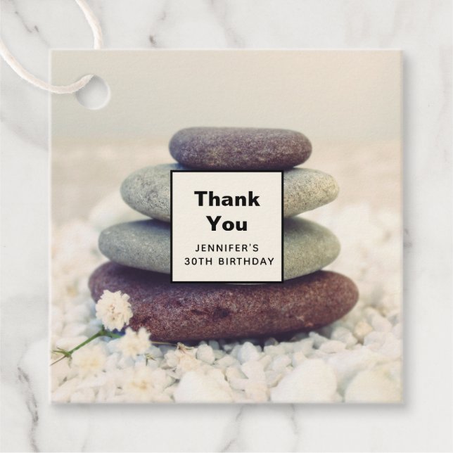 Étiquettes Cadeau Pierres empilées méditatif Merci du Caire (Devant)
