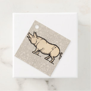 Étiquettes Cadeau Pig Antique Piggy Cute Illustration Vintage