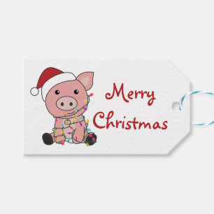 Étiquettes-cadeau Pig Christmas Snow Winter Animals Pigs Trucker Hat