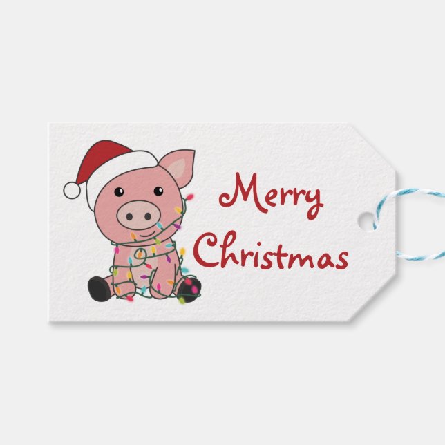 Étiquettes-cadeau Pig Christmas Snow Winter Animals Pigs Trucker Hat (Devant (Horizontal))
