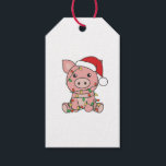 Étiquettes-cadeau Pig Christmas Winter Animals<br><div class="desc">The pig at Christmas with fairy lights. Funny animals with toxits and snow for the holidays. A sweet Christmas greeting. Pigs are cute animals et perfect pour Christmas.</div>