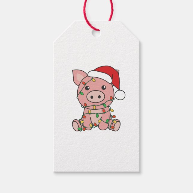 Étiquettes-cadeau Pig Christmas Winter Animals (Devant)