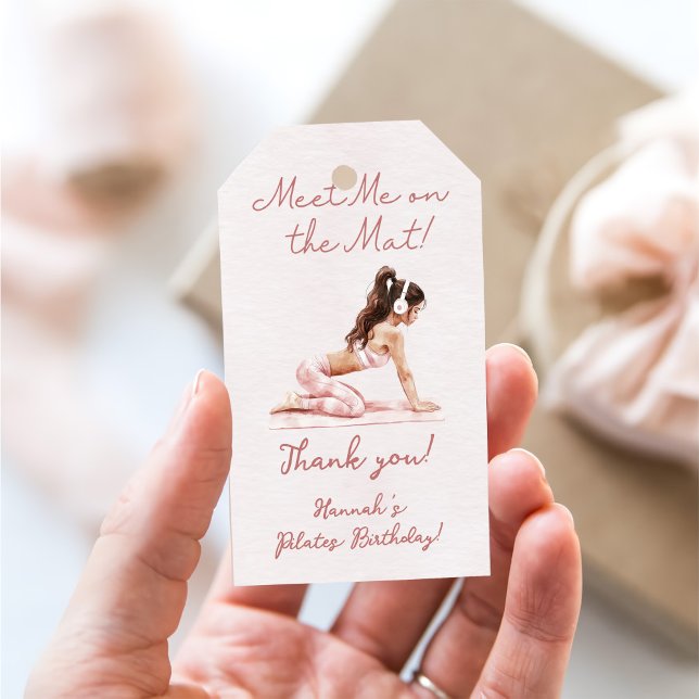 Étiquettes-cadeau Pilates roses modernes Princesse Anniversaire (Créateur téléchargé)