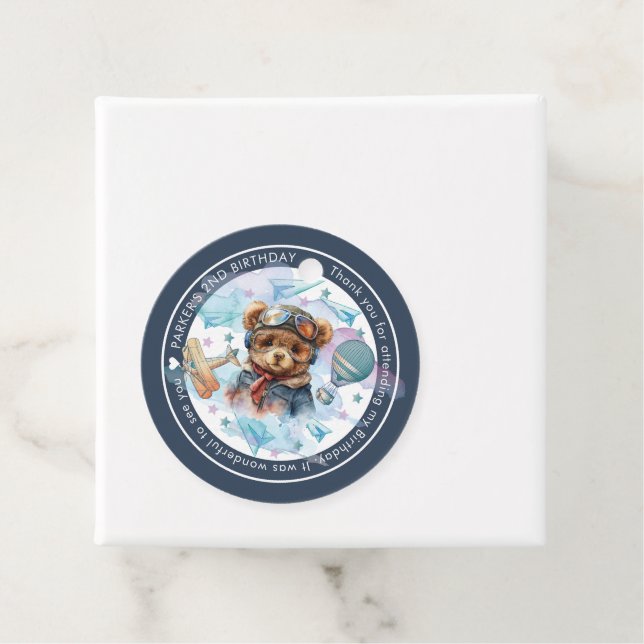 Étiquettes Cadeau Pilote personnalisé Teddy Bear Anniversaire Baby s (En situation)