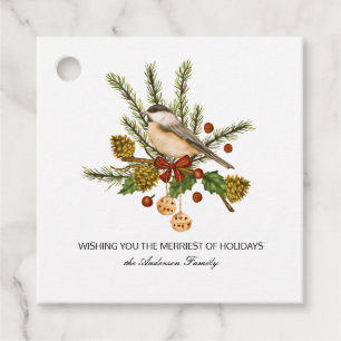 Étiquettes Cadeau Pin de poulet Succursale Holly Cadeau de Noël
