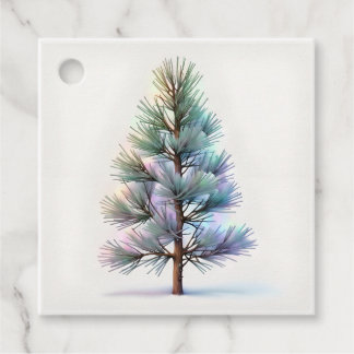 Étiquettes Cadeau Pin sylvestre enneigé minimaliste