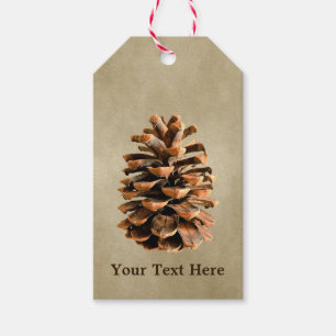 Étiquettes-cadeau Pine Cône Sur Papier Brown
