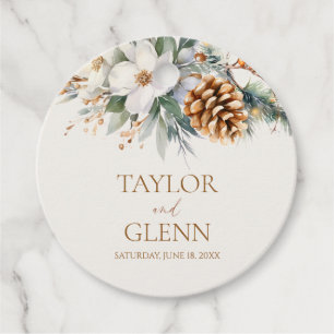 Étiquettes Cadeau Pine d'hiver Fleur Floral Jardin Mariage