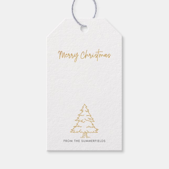 Étiquettes-cadeau Pine Tree Nom de famille Red Plaid Rustic (Devant)