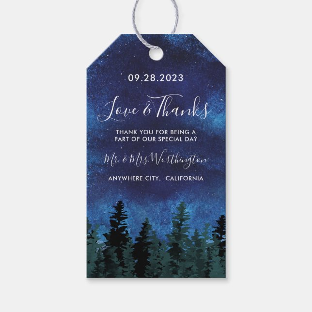 Étiquettes-cadeau Pine Trees Aquarelle Mariage rustique Favoriser le (Devant)