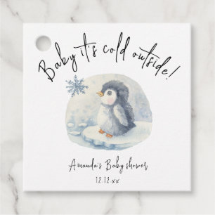 Étiquettes Cadeau Pingouin arctique mignon - bébé il fait froid deho