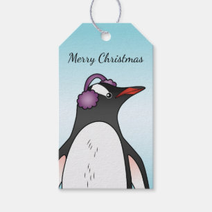 Étiquettes-cadeau Pingouin Gentoo Mignet Portant Une Protection Orei
