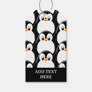 Étiquettes-cadeau Pingouin gras mignon sur tout le Motif d'impressio
