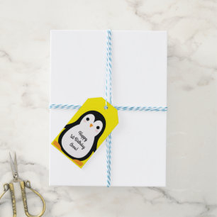 Étiquettes-cadeau Pingouin mignon hiver 1er anniversaire Merci de fê