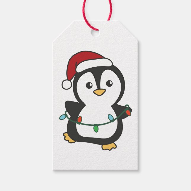 Étiquettes-cadeau Pingouin Noël Animaux d'hiver Pingouines de vacanc (Devant)