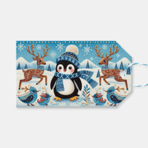 Étiquettes-cadeau Pingouins, oiseaux et rennes