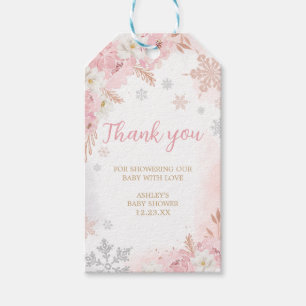 Étiquettes-cadeau Pink A Little Snowflake Baby shower Favoriser Tags