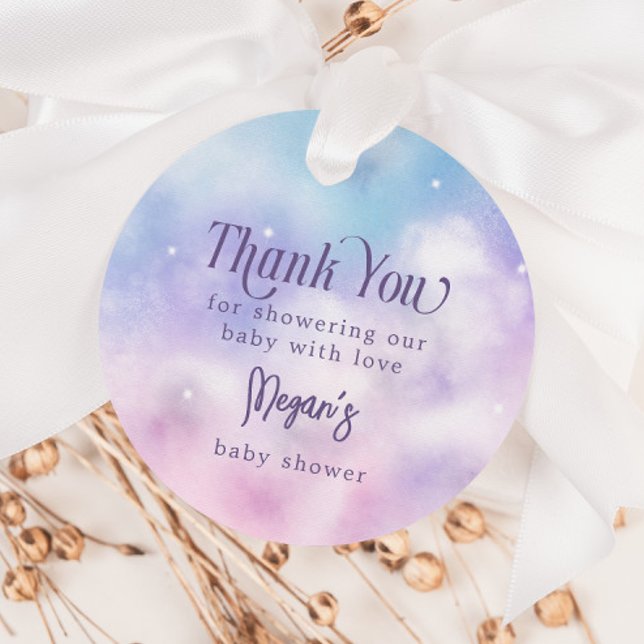 Étiquettes Cadeau Pink and Purple Heaven envoyé Baby shower (Créateur téléchargé)