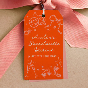 Étiquettes-cadeau Pink and Red Sketch Bachelorette Party Favoriser