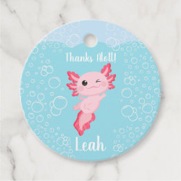 Étiquettes Cadeau Pink Axolotl fête d'anniversaire