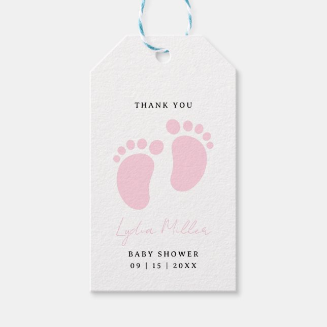 Étiquettes-cadeau Pink Baby Feet Baby Shower Party, Girl Baby Shower (Devant)