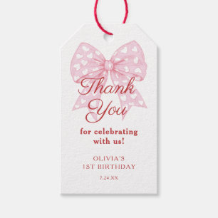 Étiquettes-cadeau Pink Bow amour fille fête d'anniversaire
