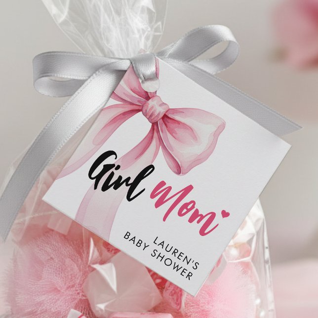 Étiquettes Cadeau Pink Bow Girl Mom Ribbon Cute Baby Shower (Pink Bow Girl Mom Ribbon Cute Baby Shower Favor Tags
)