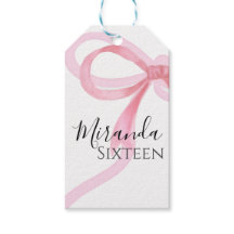 Pink Bow Sweet Sixteen Birthdaetiqueta para regalo
