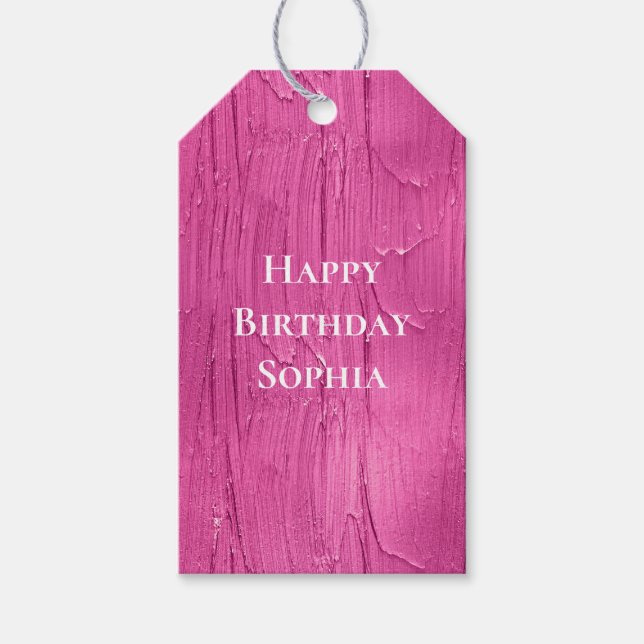 Étiquettes-cadeau Pink Cake Frosting Anniversaire (Devant)