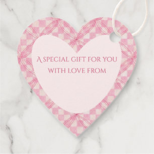 Étiquettes Cadeau PINK CHECK QUILT Heart Tags cadeaux / Blush