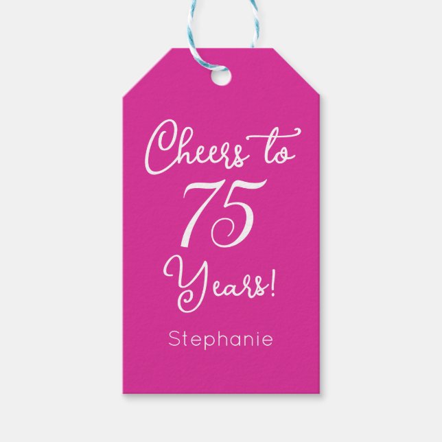 Étiquettes-cadeau Pink Cheers à 75 ans 75e anniversaire (Devant)