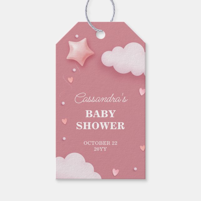 Étiquettes-cadeau Pink Cloud Thème Baby shower Merci Favoriser (Devant)