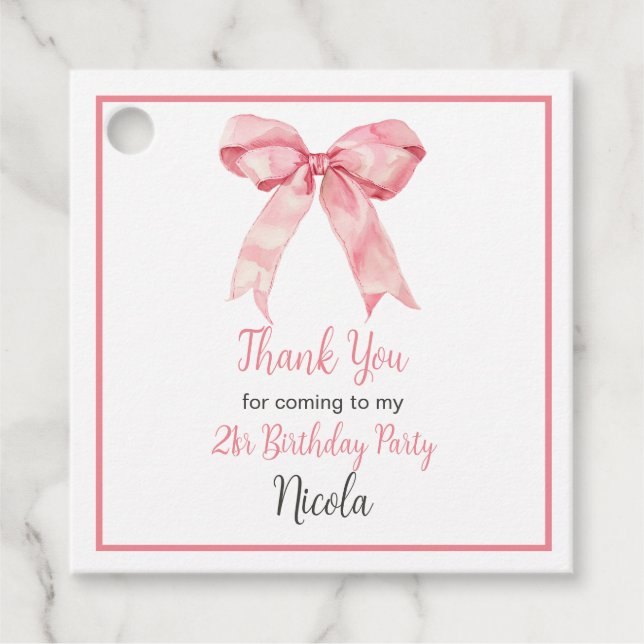 Étiquettes Cadeau Pink Coquette Bow Baby Shower (Devant)