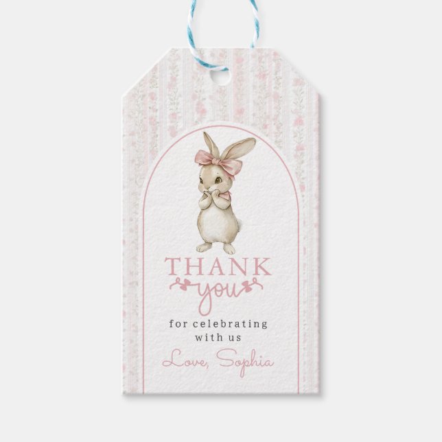Étiquettes-cadeau Pink Coquette Bunny Birthday Gift Tags (Devant)