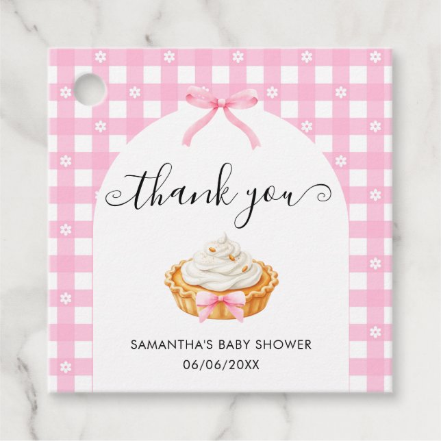 Étiquettes Cadeau Pink Coquette Pumpkin Pie Baby Shower Thank You (Devant)