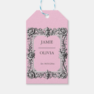 Étiquettes-cadeau PINK Custom Victorian Scroll Frame  – wedding