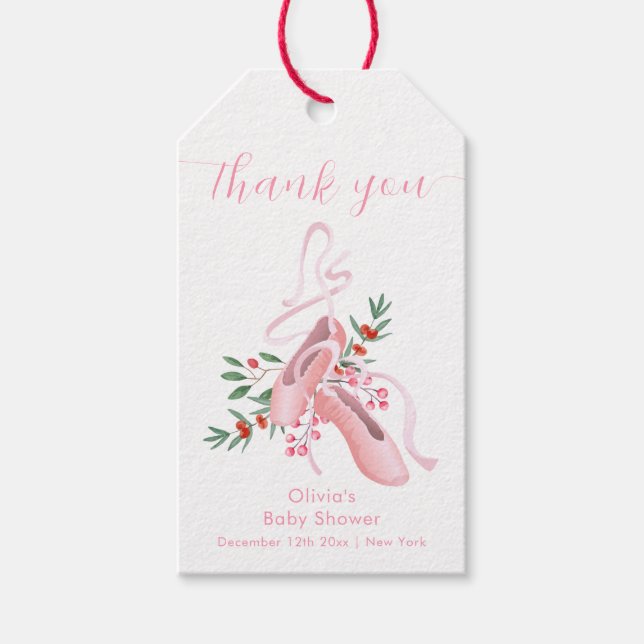 Étiquettes-cadeau Pink Cute Winter Ballerina Tutu Cold Baby Shower  (Devant)