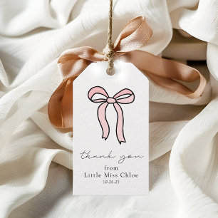 Étiquettes-cadeau Pink Doodle Bow Baby Girl 1st Birthday Favoriser T