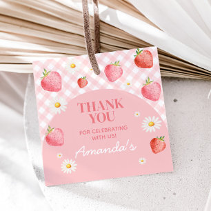 Étiquettes Cadeau Pink En vichy Berry Premier Carré de fête d'annive